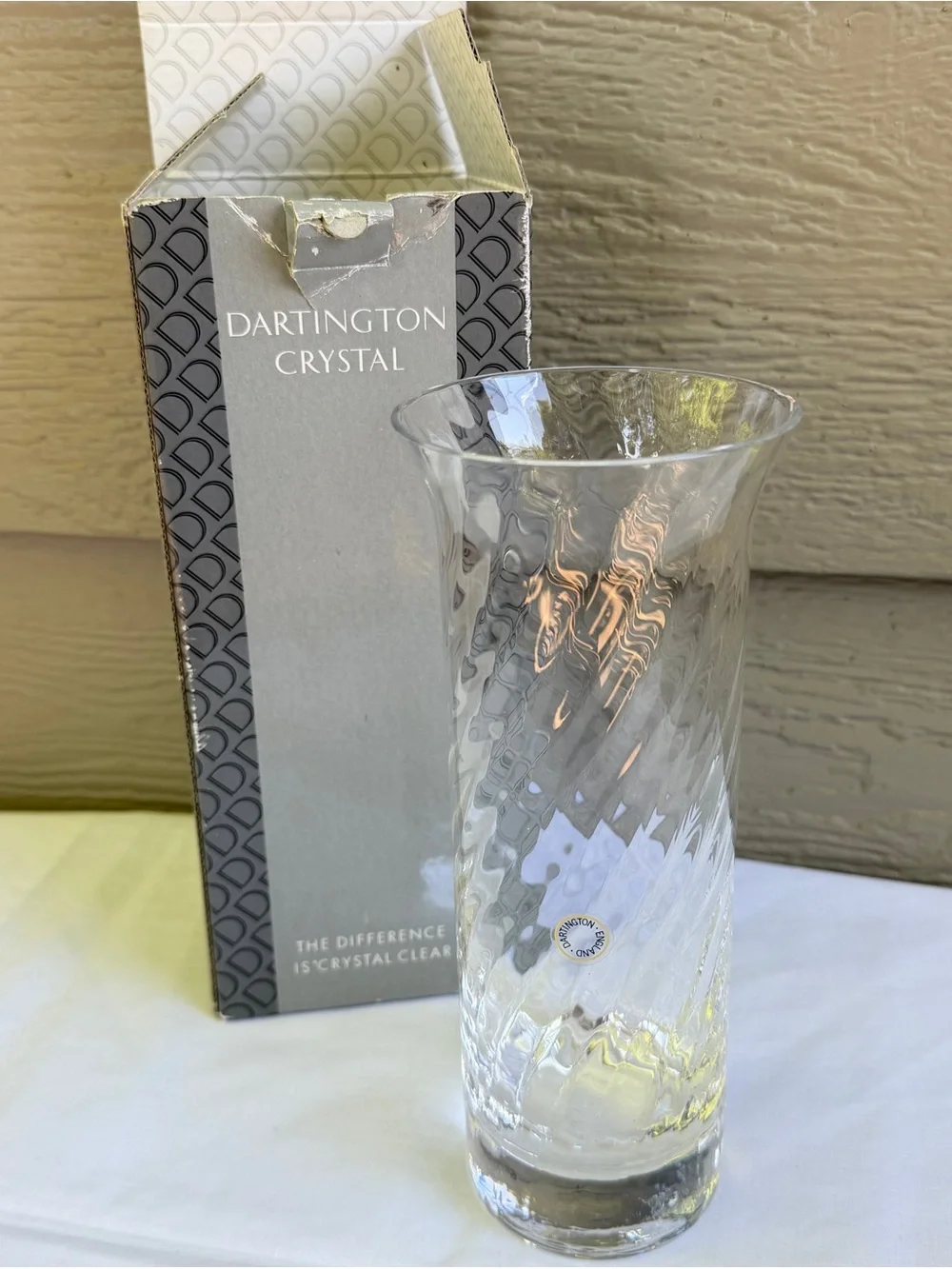 Vintage Dartington Flare Vase Glass Crystal Clear Medium FT 348 - 9” Tall